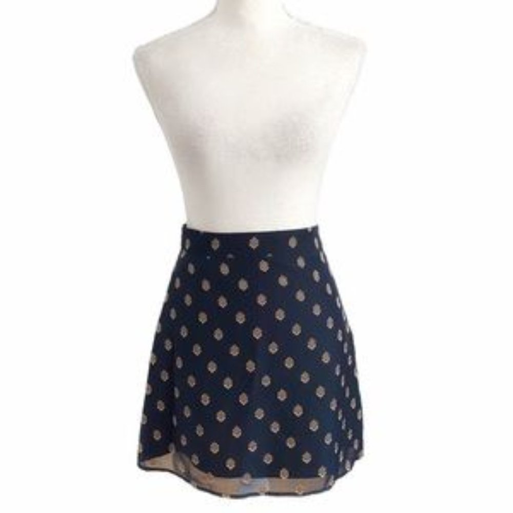 NWT Ali & Jay Florance Navy Chiffon Metallic Mini A-Line Skirt - XL